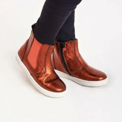 Orange Leather Ankle Boots