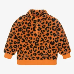 Orange Leopard Print Zip-Up Top