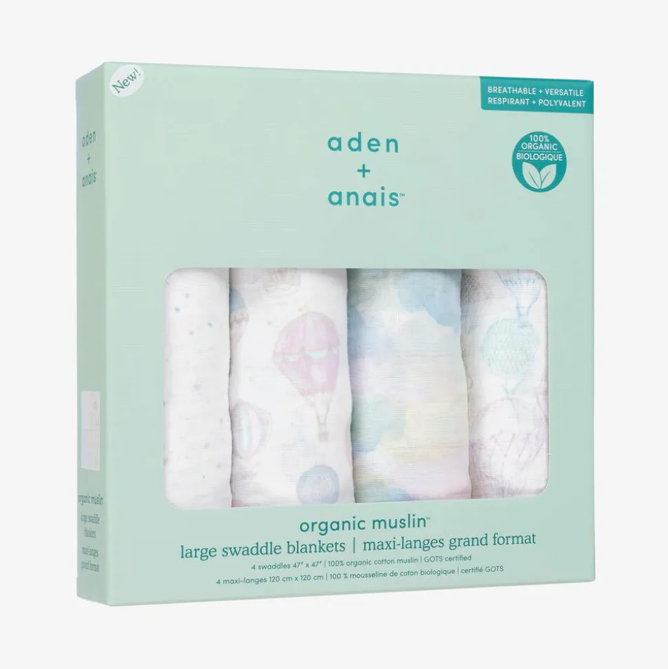 Organic Cotton Muslin Swaddles (4 Pack)