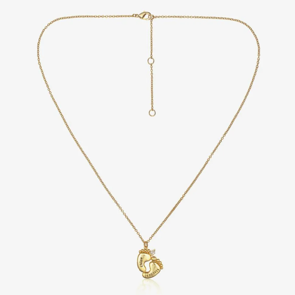 Personalised 18ct Gold Plated Baby Feet Necklace (45cm)