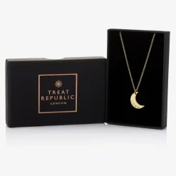 Personalised Gold Plated Moon Necklace (46cm)