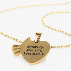 Personalised Gold Plated Guardian Angel Necklace (45cm)