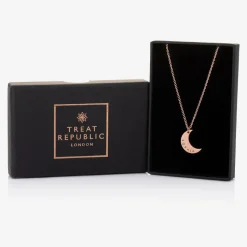 Personalised Rose Gold Plated Moon Necklace (46cm)