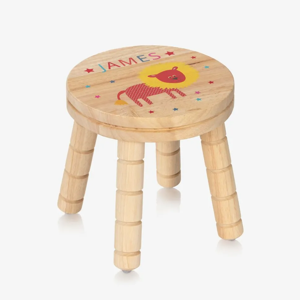 Personalised Wooden Lion Stool