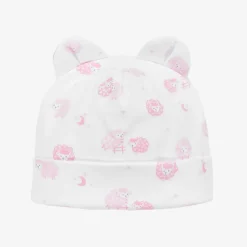 Pink & White Cotton Baby Sheep Hat