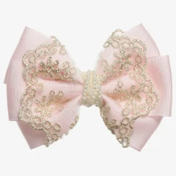 Pink & Gold Bow Clip (11cm)