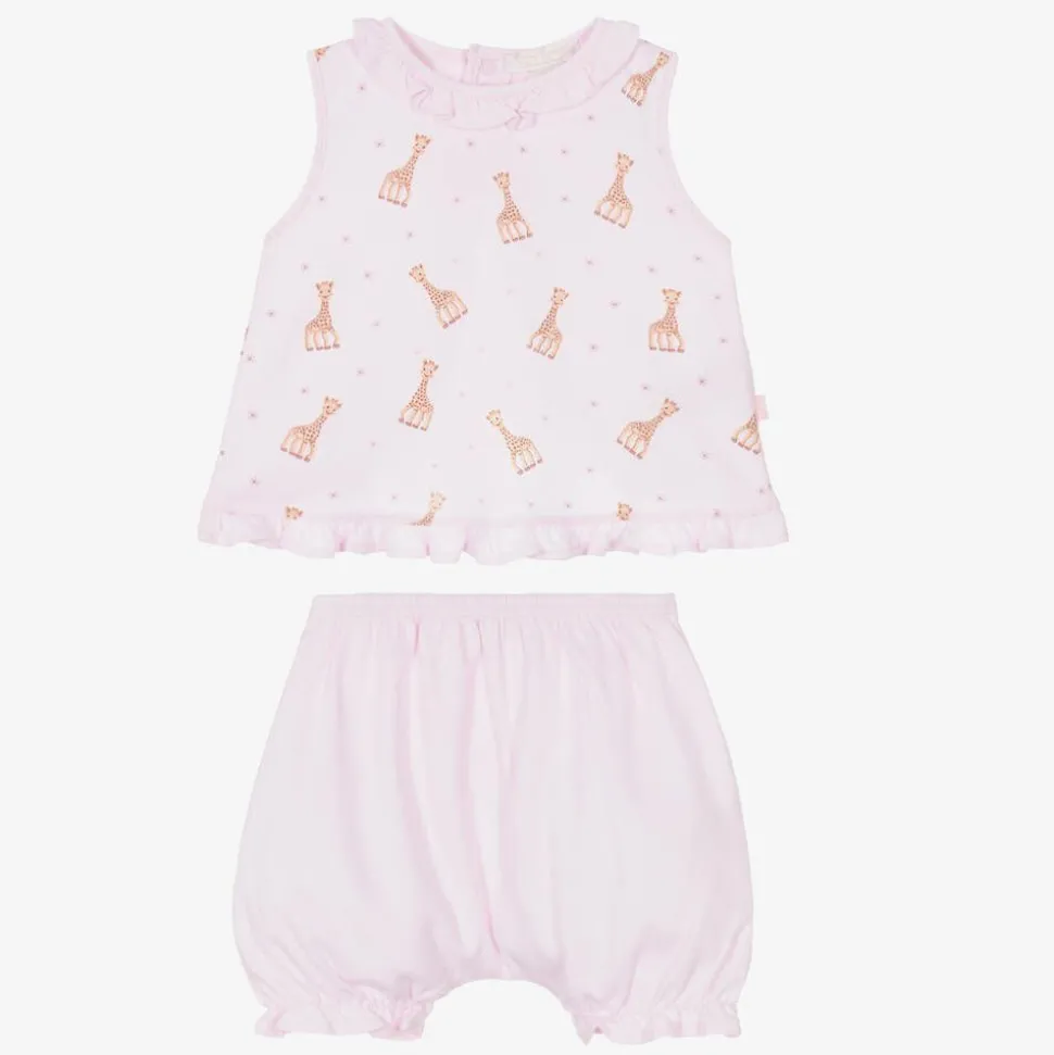 Pink Cotton Baby Shorts Set