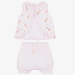 Pink Cotton Baby Shorts Set
