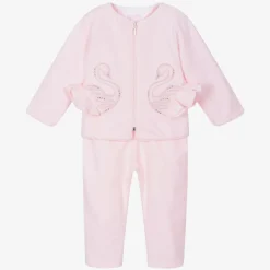 Pink Cotton Baby Trouser Set