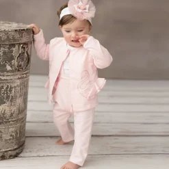 Pink Cotton Baby Trouser Set