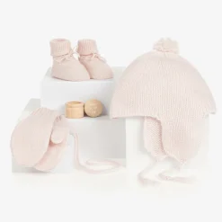 Pink Knitted Cashmere Baby Gift Set
