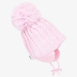 Pink Laura Knitted Giant Pom-Pom Beanie