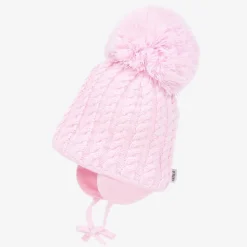 Pink Laura Knitted Giant Pom-Pom Beanie