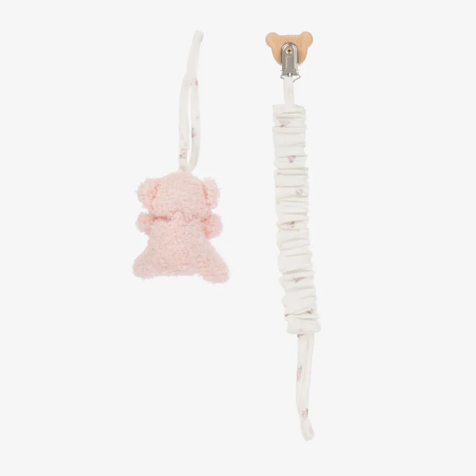 Pink Organic Cotton Muslin Cloth & Dummy Clip Set