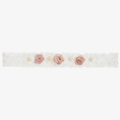 Pink Rose & Pearl Headband