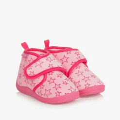 Pink Star Velour Slippers