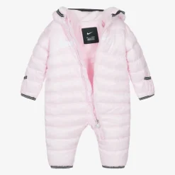 Pink Swoosh Logo Padded Baby Snowsuit