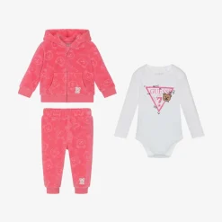 Pink Velour Baby Tracksuit Set