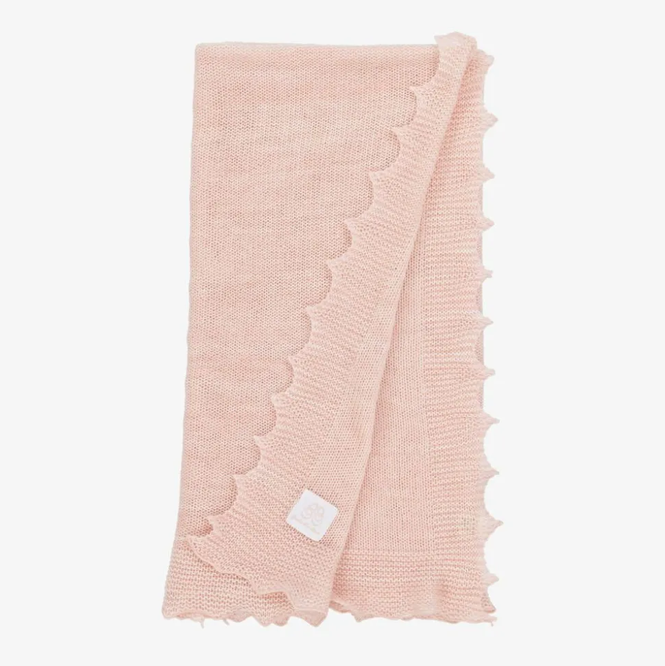 Pink Wool Knit Baby Shawl (122cm)