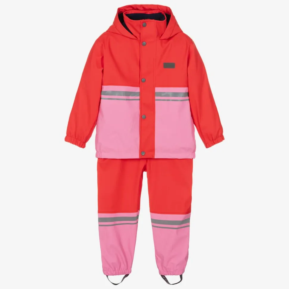 Red & Pink Waterproof Raincoat & Salopettes