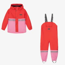 Red & Pink Waterproof Raincoat & Salopettes