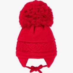 Red Malva Knitted Giant Pom-Pom Beanie