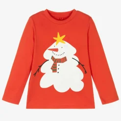 Red Organic Cotton Snowman Top