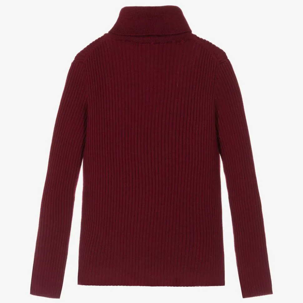 Red Ribbed Wool GG Rollneck Sweater