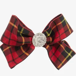 Red Tartan Bow Hair Clip (7cm)