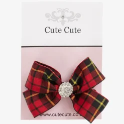 Red Tartan Bow Hair Clip (7cm)