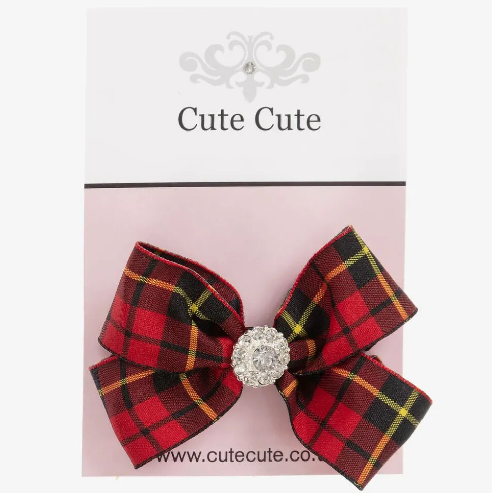 Red Tartan Bow Hair Clip (7cm)