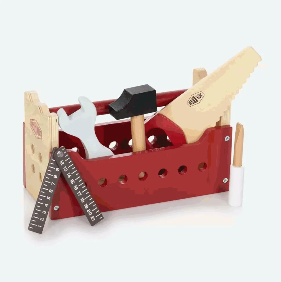 Red Wooden Toolbox Toy (27cm)