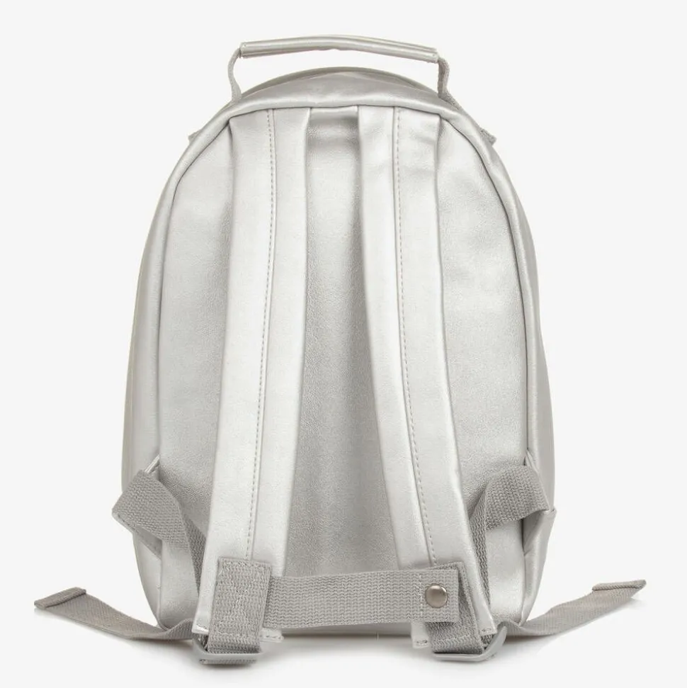 Silver Faux Leather Mini Backpack (27cm)