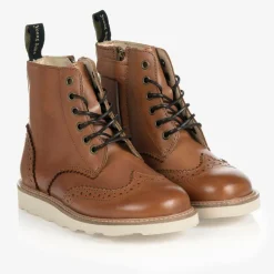 Tan Brown Leather Brogue Boots