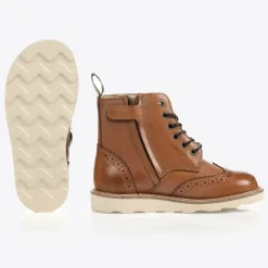 Tan Brown Leather Brogue Boots