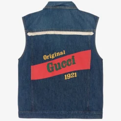 Teen Blue Embroidered Denim Gilet