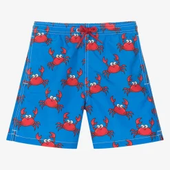 Teen Boys Blue Crab Print Swim Shorts