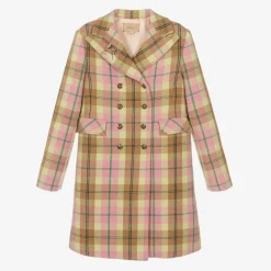 Teen Girls Pink Wool Coat