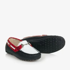 White & Blue Leather Shoes