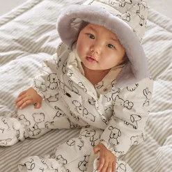 White & Grey Padded Baby Snowsuit
