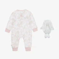 White & Pink Cotton Babysuit Gift Set