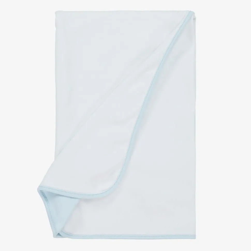 White & Blue Cotton Blanket (73cm)