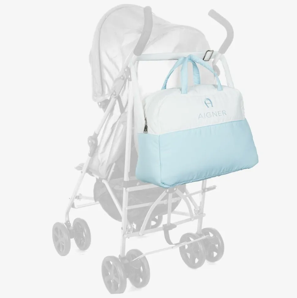 White & Sky Blue Baby Changing Bag (43cm)