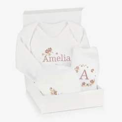 White Blossom Personalised Babysuit Gift Set