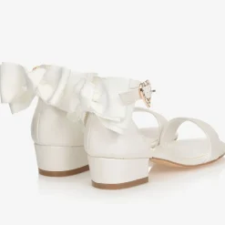 White Bow Heel Sandals