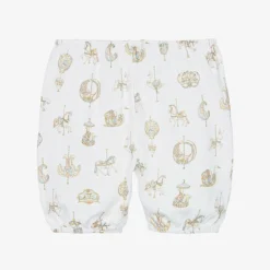 White Carousel Print Cotton Bloomer Shorts