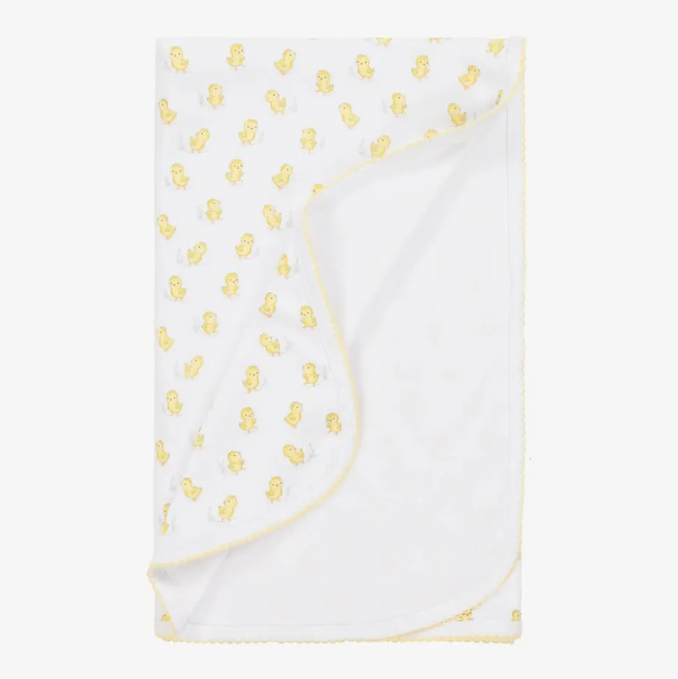 White Cheery Chicks Pima Cotton Blanket (73cm)