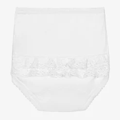 White Cotton Frilly Pants
