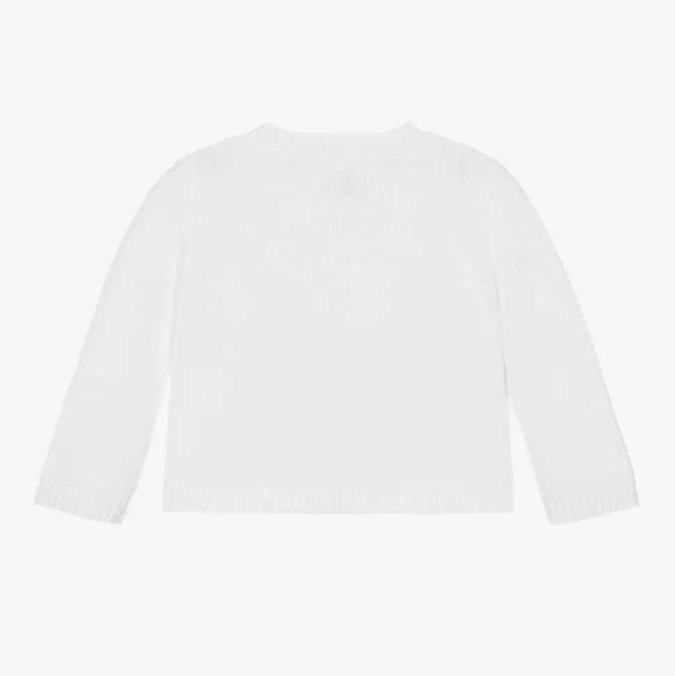 White Cotton Knit Cardigan