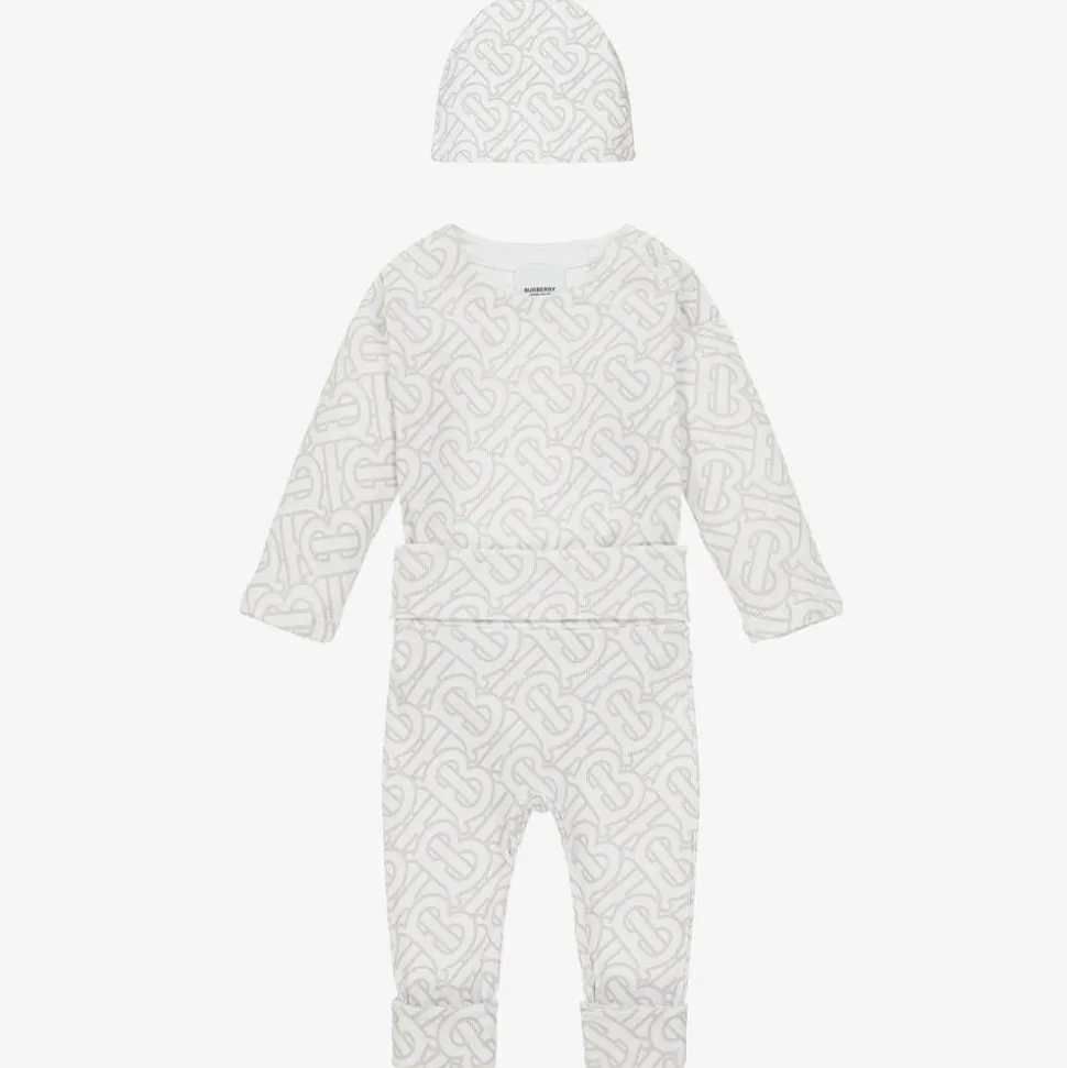 White Cotton Monogram Baby Gift Set